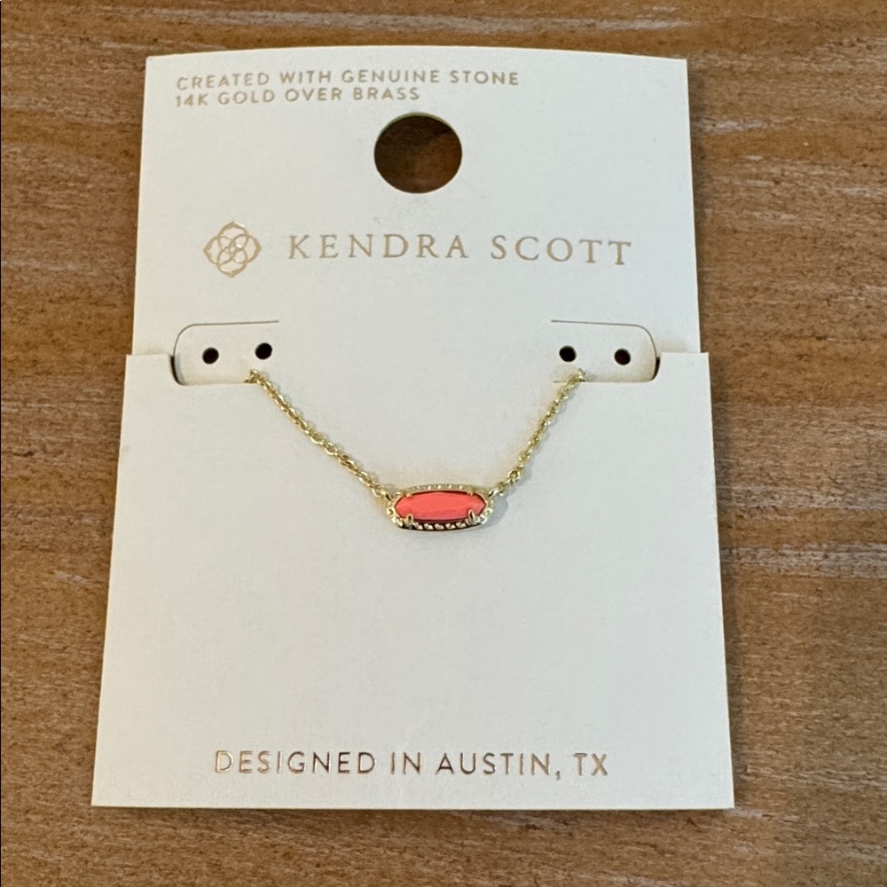 Kendra Scott Gold Necklace with Coral Accent